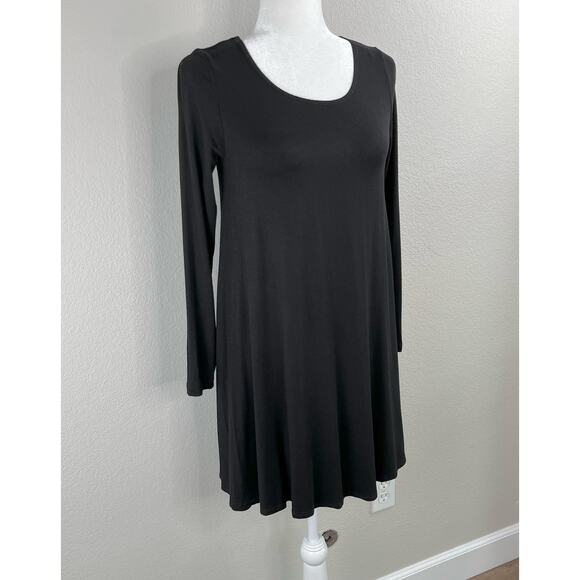 Karen Kane Relaxed Fit Black A-Line Mini Dress Long Sleeve Scoop Neck Petite XS - Picture 9 of 15